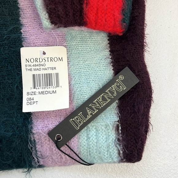 Blank NYC The Mad Hatter Sweater Eyelash Black Stripes Mock Neck Soft Top M NEW - Picture 9 of 11